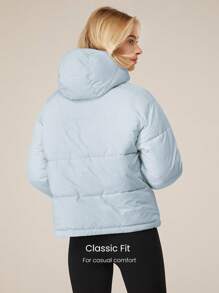 GLOWMODE Lightweight Warm Relax Fit Waist Length Adjustable Hooded Puffer Jacket Daily Casual Winter