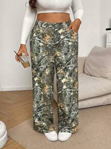 SHEIN EZwear Plus Size Women Casual Printed Pants, Suitable For Daily Outings - Multicolor - View 5