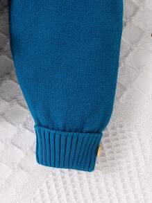 Baby Boy Casual Daily Contrast Color Raglan Sleeve Sweater And Pants, Autumn/Winter - Dark Green - View 4