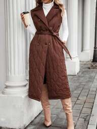 SHEIN LUNE 2024 Autumn/Winter New Mellard Color Quilted Ladies Vest Jacket With Suit Collar Cotton Outerwear Winter Clothes