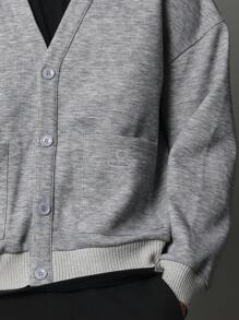 SUMWON Chaqueta tipo bomber estilo universitario de cuello cárdigan, de primera calidad, de punto jersey, con botones delanteros, en un estilo deportivo y casual, unisex, esencial para otoño e invierno - Gris - Ver 4