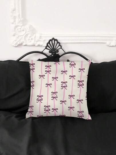 Kawaii 1 pieza Funda de cojín decorativa universal con lazo de dibujos animados y estampado de moda