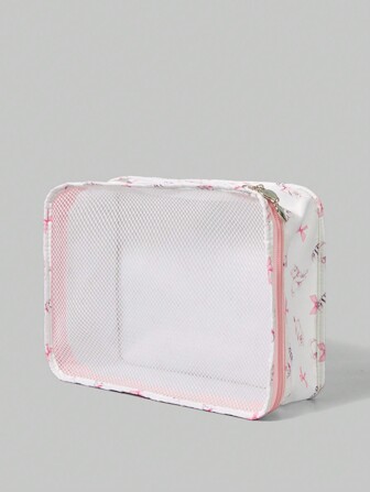 Kawaii Sac organisateur de voyage kawaii avec imprimé nœud rose et chaton mignon