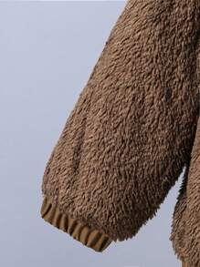 Chaqueta de manga larga con cremallera y bolsillo de unicolor de felpa para niño, para otoño/invierno