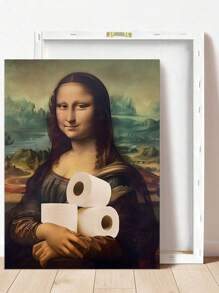 1pc Funny Bathroom Print, Quirky Bathroom Art,Mona Lisa Vintage Bathroom Art, Bathroom Humor Wall Art, Funny Bathroom Art,Bathroom Wall Decor, Festival Decor Home