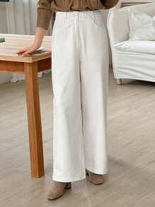 DAZY Women's Solid Color Straight Leg Pants With Pockets