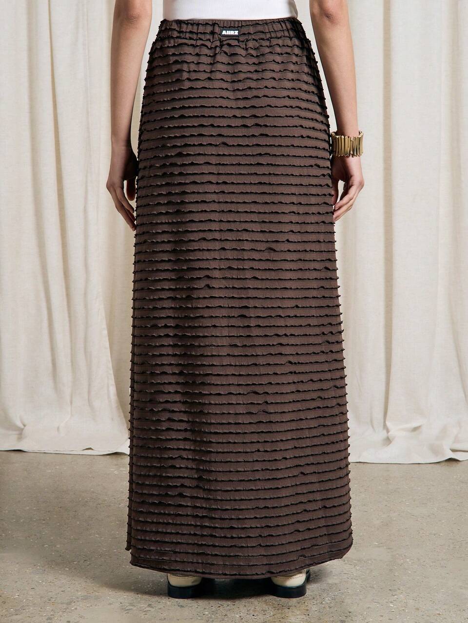 AiiRZ Boho Textured Boho Ruffle Maxi Skirt