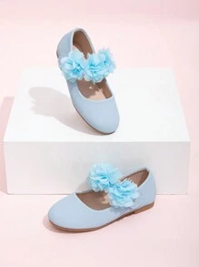 1 Đôi Giày Đế Bằng Họa Tiết Hoa Thời Trang Cho Bé Gái Phù Hợp Mọi Mùa - Màu xanh lam - Xem 1