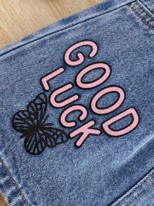 Conjunto de 2 piezas para bebé/niña pequeña con Top de punto con cuello de volantes y falda estampada y rasgada, incluye bolsa - Multicolor - Ver 4