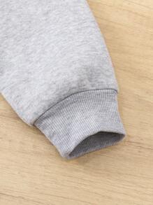 SHEIN Leap Crew 6 件套青少年男孩休闲学院风圆领运动衫和运动裤，适合通勤、上学、日常休闲装、运动、秋冬季 - 黑與白 - 查看 5