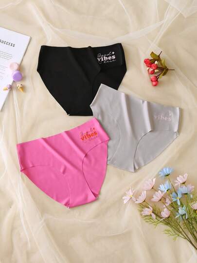 Bộ đồ lót thể thao 3 món cho bé gái tuổi teen, in chữ thoải mái, gói hàng giá cả phải chăng