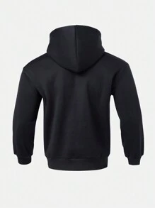 Gym Rark Boyfriend Style Men's Letter Print Hooded Long Sleeve Sweatshirt Essentials Sweatshirt, Casual Active Wear Hooded Graphic Sports Sweatshirt - Black - View 2