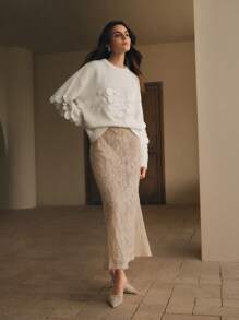 Anewsta Handmade Beaded & Sequined Delicate Pullover Sweater