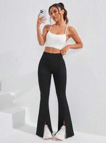 1 Stück Damen einfarbige hochbundige slim fit Sporthose, Lässig für den täglichen Gebrauch