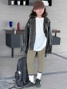 DAZY Tween Girl Leggings For Fall,Thermal Lined - Light Grey - View 4