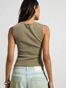 AiiRZ Sleeveless Ribbed Tank Top With Braided Center Detail Perfect For St. Patrick'S Day Celebrations Casual Irish-Themed Fashion Slim Fit Stretchy Crop Top For March 17Th Festivities - Green - View 2