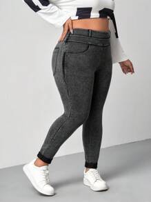 SHEIN EZwear Plus Size Black Denim Skinny Elastic Jeans