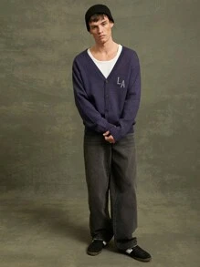 Men LA Cardigan Sweater - Royal Blue - View 6