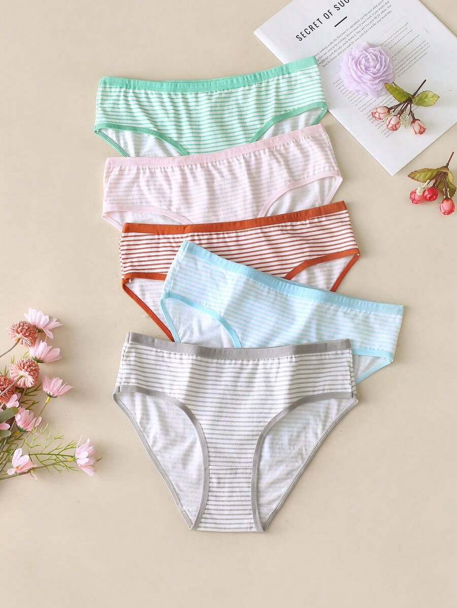 Set de 5 piezas de ropa interior casual y simple a rayas para ...
