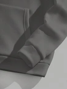 Manfinity VCAY Áo hoodie túi Kangaroo in khẩu hiệu thường ngày cho nam, lót nhiệt, thu/đông - Màu xám đen - Xem 5