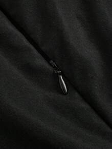 Flirla Vestido de cóctel midi elegante de talla grande para mujer, de cuello redondo, manga larga, cintura ceñida y ajustado, color negro para fiestas