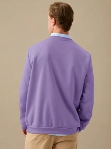 Manfinity VCAY 2pc Men's Casual Crew Neck Sweatshirts Soft  Comfortable Stylish - Purple - View 3
