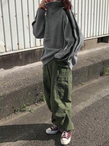 FRIFUL Suéter casual de manga larga con cremallera frontal y empalme de unicolor para mujer, ropa de otoño