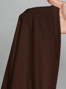 SHEIN Tall Atasan Putih Polos Sederhana dengan Kerah Tinggi, Cocok untuk Musim Gugur dan Musim Dingin, untuk Wanita Tinggi - Coffee Brown - View 11