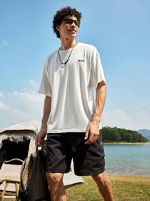 Gym Rark Men's Letter Print Crew Neck Summer Outdoor Short Sleeve T-Shirt - White - View 2