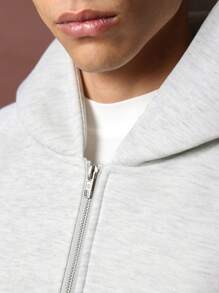 SUMWON Oversized Cozy Comfortable Fleece Hoodie - Light Grey - View 5
