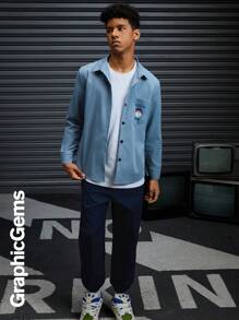 2 件套青少年男孩宽松长衬衫和休闲锥形裤，休闲装，适合圣诞节