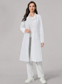 TaskEZ Plain Collar Dual Pocket Mid-Length Laboratory Coat