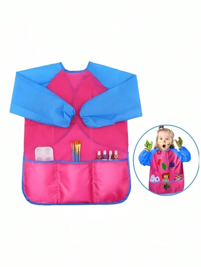 SHEIN 1PC Waterproof Long Sleeves Painting Apron For Kids Holiday Gift Christmas