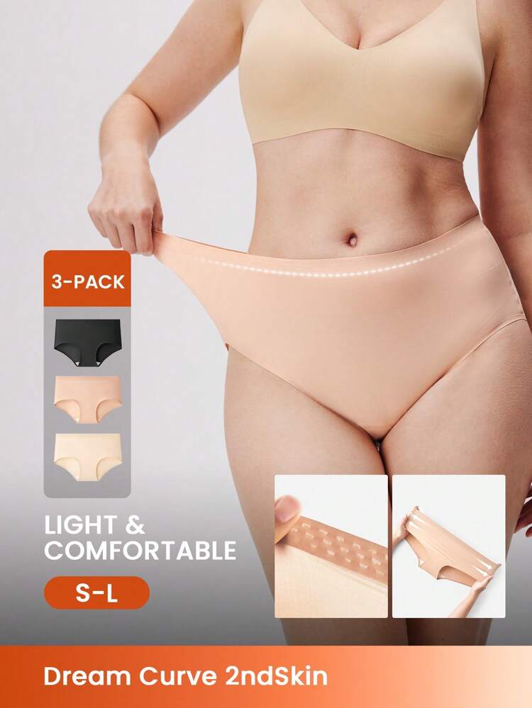 3-Pack High-Waist Seamless No-Show Briefs Set