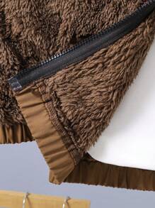 Chaqueta de manga larga con cremallera y bolsillo de unicolor de felpa para niño, para otoño/invierno