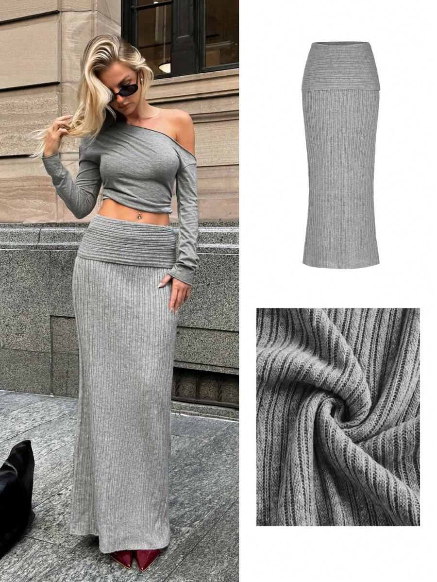 Forever 21 灰色裙子秋冬外出裙 - 灰色 - 查看 1