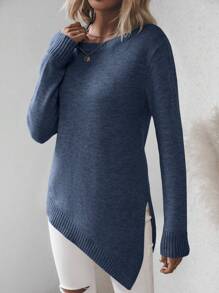EMERY ROSE 女士圆领长袖简约毛衣，休闲日常穿着 - 藏蓝色 - 查看 3