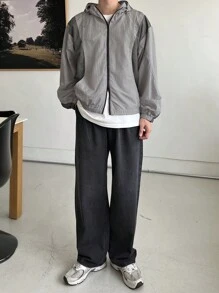 DAZY Chaqueta de hombre de otoño con diseño de color block en gris