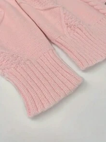 Áo len chui đầu rộng rãi cổ chữ V, ấm áp và thanh lịch, dài tay dành cho nữ, mùa thu/đông - Hồng - Xem 4