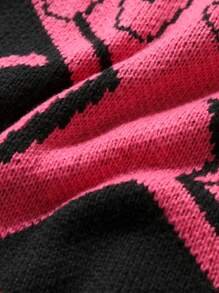 Manfinity EMRG Jersey grueso de cuello redondo con bloqueo de color y estampado de estrella de cinco puntas, de uso casual y versátil, para salir con amigos
