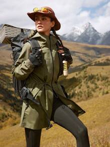 In My Nature 女士秋季休闲日常抽绳腰部拉链开衫连帽户外夹克