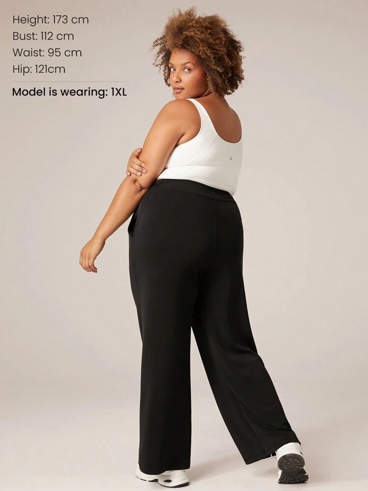 Pantalon large en modal avec taille réglable à cordon et poches latérales, casual pour tous les jours, grande taille