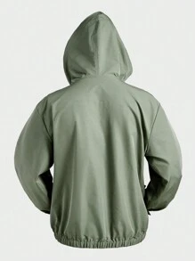 Manfinity Homme Men's Dinosaur Print Hooded Jacket, Green Casual Windbreaker For Outdoor Daily Wear