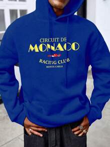 Manfinity Dauomo Sudadera con capucha de talla grande para hombre con bolsillo bordado con letra, uso casual diario