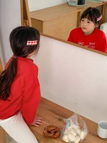 DAZY Tween Girl Round Neck Knit Printed Sweatshirt, Fall,Back To School Clothes - Red - View 6