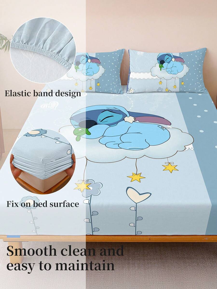 1pc Stitch Fitted Sheet, Matress Cover, Lilo & Stitch, Christmas
