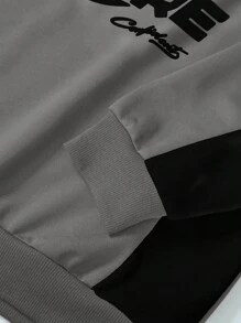 Manfinity Roghcode Men's Letter Print Raglan Sleeve Pullover Sweatshirt, Casual Autumn