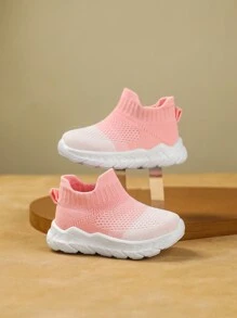 适合幼儿的时尚渐变色袜子鞋，软底休闲鞋 - 粉色 - 查看 1