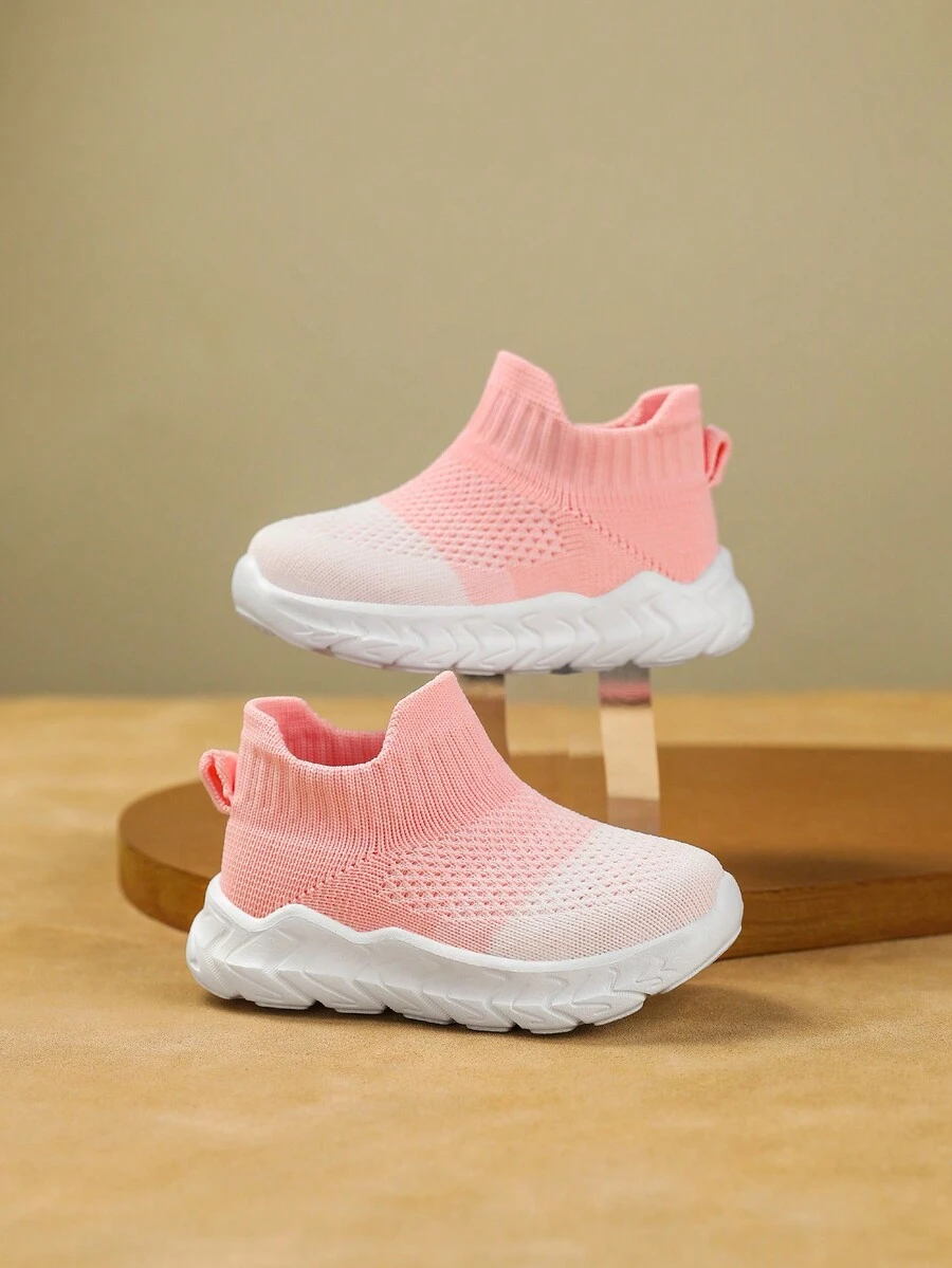 适合幼儿的时尚渐变色袜子鞋，软底休闲鞋 - 粉色 - 查看 1