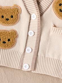 SHEIN Baby Boy Solid Color Patchwork Front Button Sleeveless Pocket Simple Top